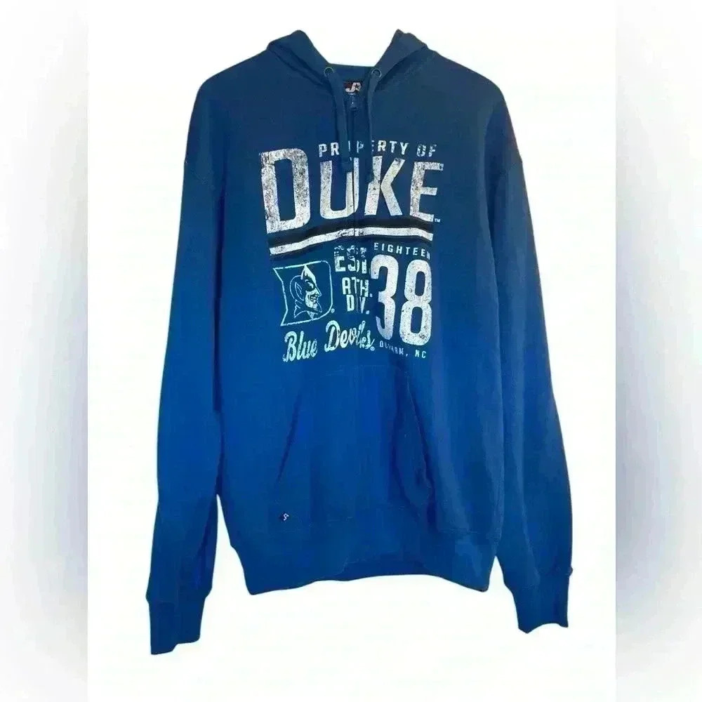 Duke Full Zip Graphic Hoodie Blue Devils Basketball March‎ Madness NCAA Large